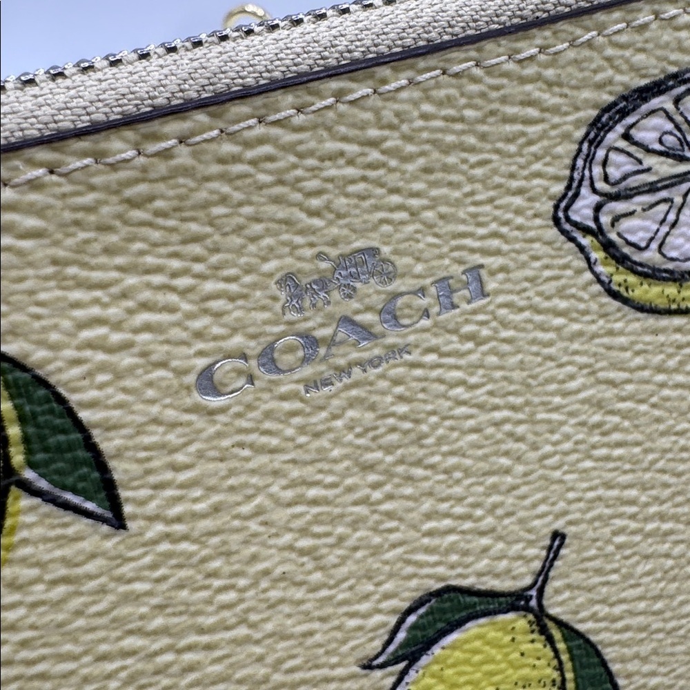 Coach Corner Zip Wristlet with Lemon Print - Picture 4 of 5